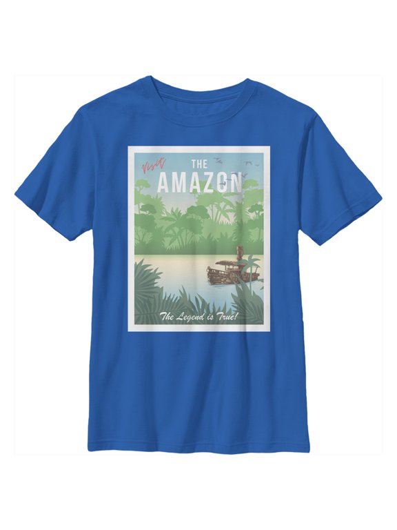 Boy's Jungle Cruise Visit the Amazon Graphic Tee Royal Blue Large