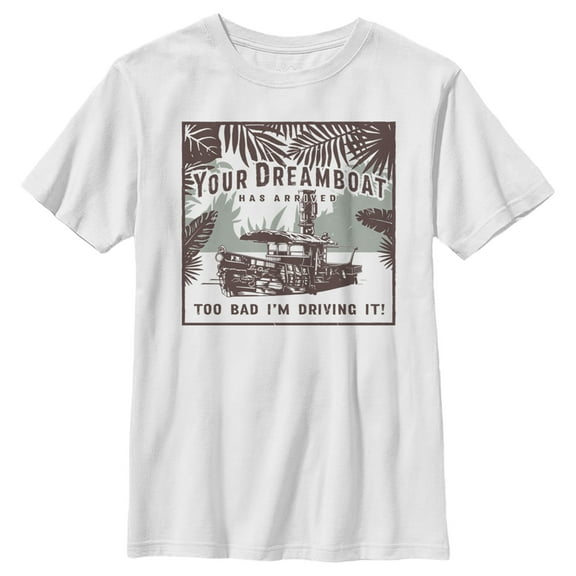 Boy's Jungle Cruise Your Dreamboat Has Arrived Graphic Tee White Large