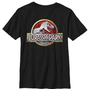 Boy's Jurassic Park Chrome Logo Graphic Tee Black Small