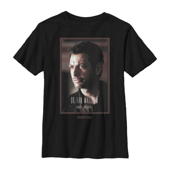 Boy's Jurassic Park Dr. Malcolm Chaos Theorist Graphic Tee Black X Small