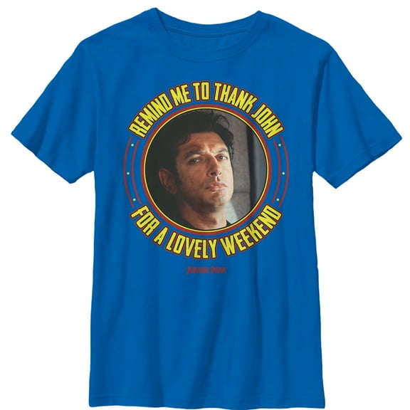 Boy's Jurassic Park Dr. Malcolm Lovely Weekend  Graphic Tee Royal Blue Medium