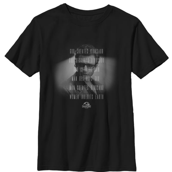 Boy's Jurassic Park Dr. Malcolm Man Creates Dinosaur Graphic Tee Black Large