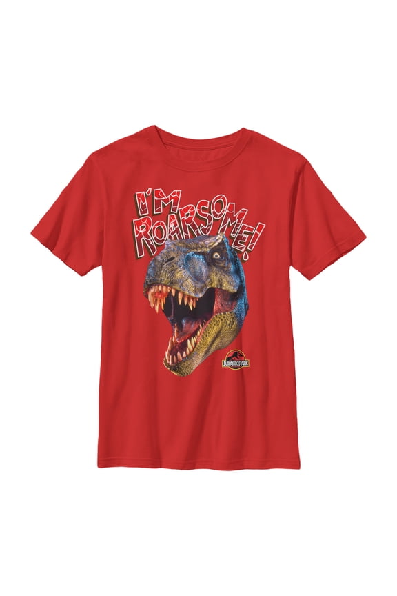Boy's Jurassic Park I'm Roarsome T.Rex Graphic Tee Red Medium