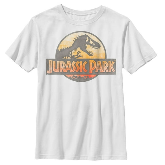 Boy's Jurassic Park Logo Watercolor Print Graphic Tee White Small