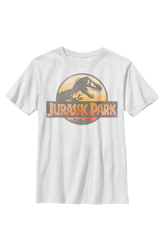 Boy's Jurassic Park Logo Watercolor Print Graphic Tee White X Large