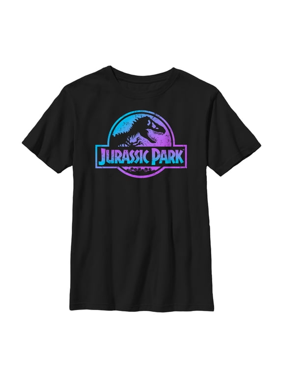 Boy's Jurassic Park Ombre Fade Logo Graphic Tee Black Large