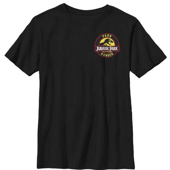 Boy's Jurassic Park Ranger Logo Badge  Graphic Tee Black Large
