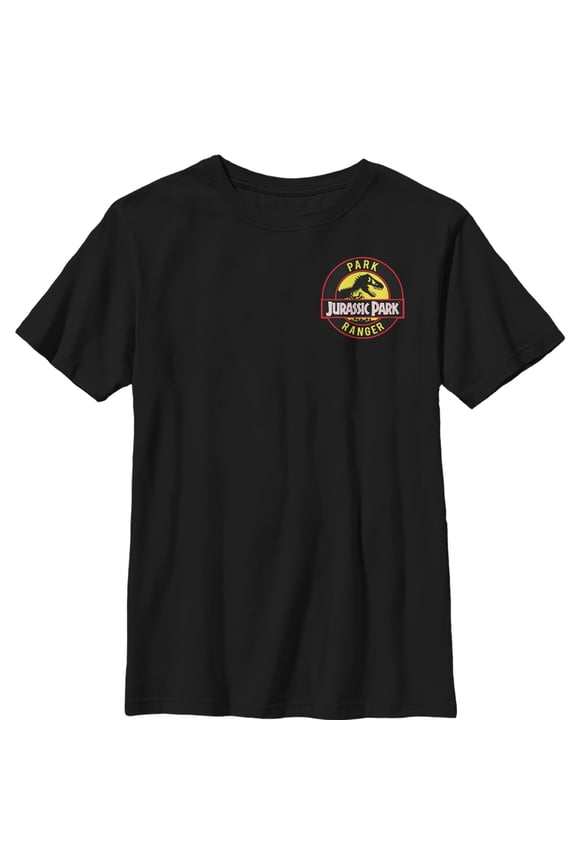 Boy's Jurassic Park Ranger Logo Badge Graphic Tee Black Medium