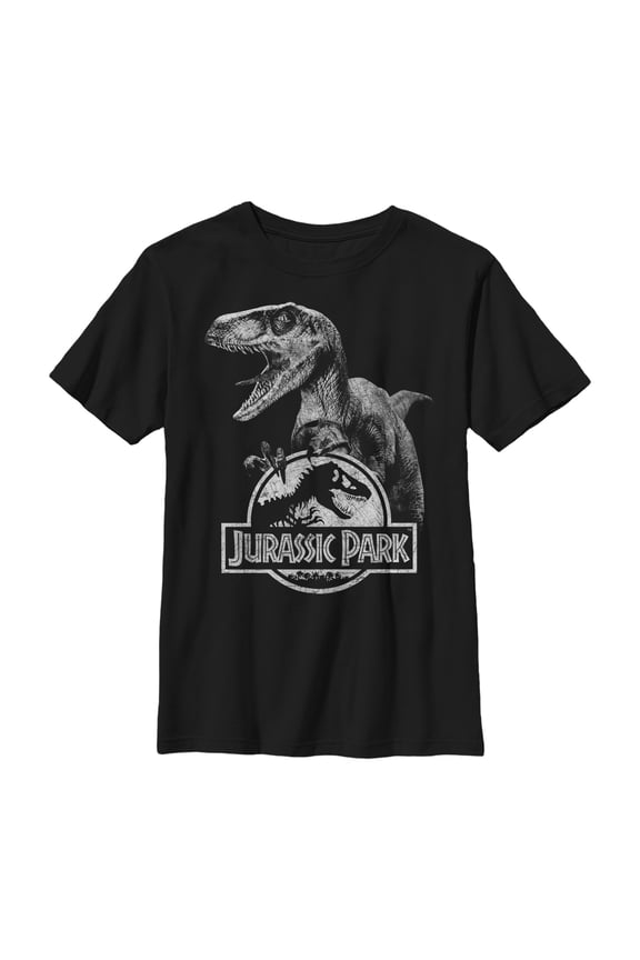 Boy's Jurassic Park Raptor Logo Graphic Tee Black X Large