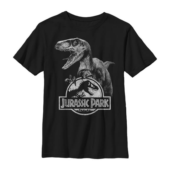 Boy's Jurassic Park Raptor Logo Graphic Tee Black X Small