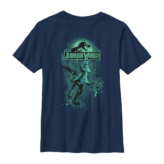 Boy's Jurassic Park Raptor on the Loose  Graphic Tee Navy Blue Small
