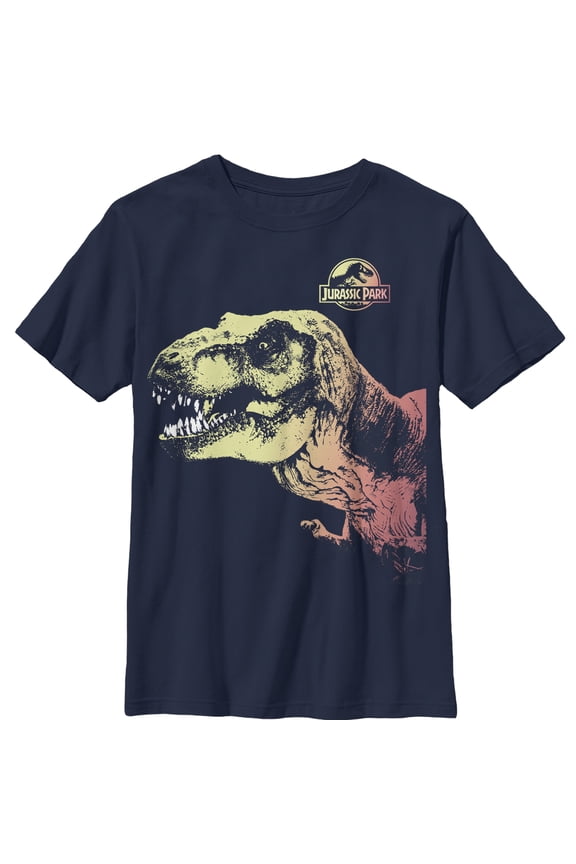 Boy's Jurassic Park Sneaky T. Rex Graphic Tee Navy Blue Large