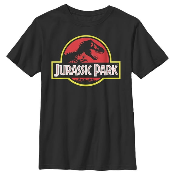 Boy's Jurassic Park T Rex Logo Graphic Tee Black Large