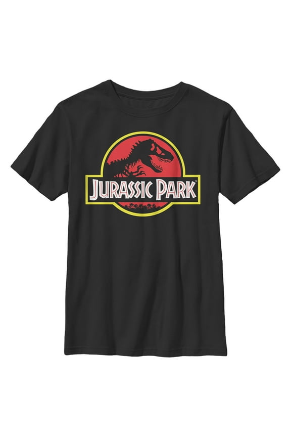 Boy's Jurassic Park T Rex Logo Graphic Tee Black Small
