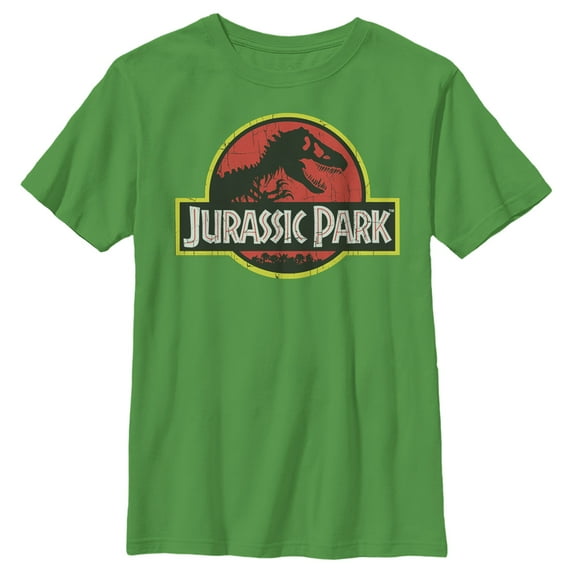 Boy's Jurassic Park T Rex Logo Graphic Tee Kelly Green X Small