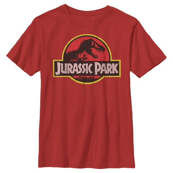 Boy's Jurassic Park T Rex Logo Graphic Tee Red Small