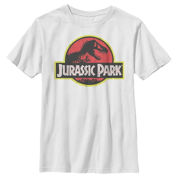 Boy's Jurassic Park T Rex Logo Graphic Tee White X Small