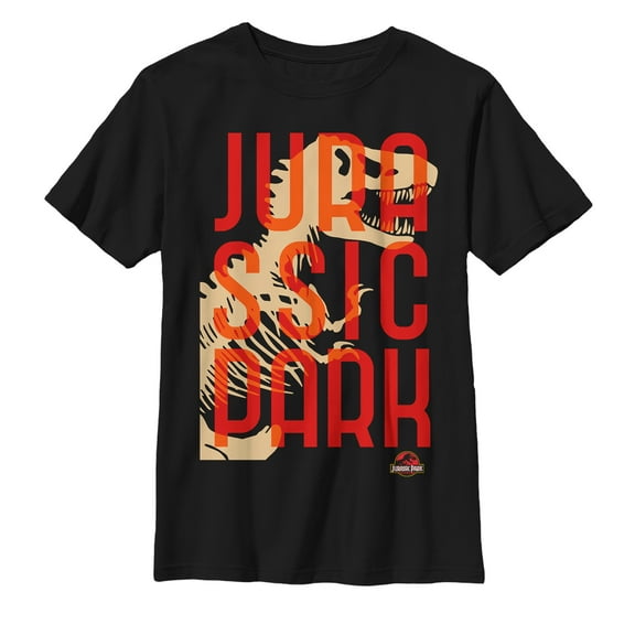 Boy's Jurassic Park T. Rex Text  Graphic Tee Black X Large