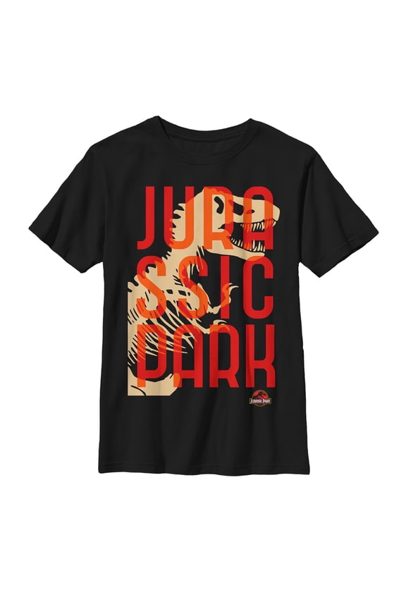 Boy's Jurassic Park T. Rex Text Graphic Tee Black X Large