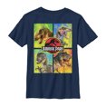 thumbnail image 1 of Boy's Jurassic Park T. Rex and Velociraptor Graphic Tee Navy Blue X Large, 1 of 3