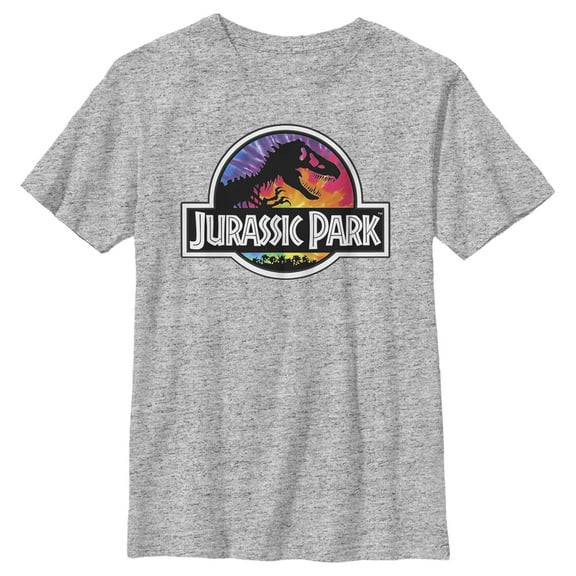 Boy's Jurassic Park Tie-Dye Logo Graphic Tee Athletic Heather Small
