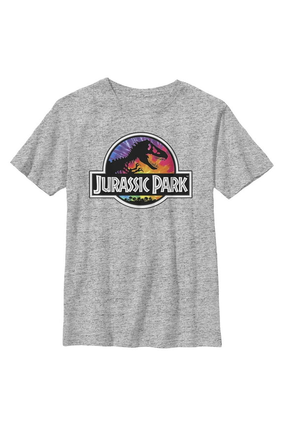 Boy's Jurassic Park Tie-Dye Logo Graphic Tee Athletic Heather Small