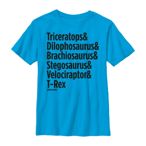 Boy's Jurassic Park Triceratops and Dilophosaurus  Graphic Tee Turquoise Medium