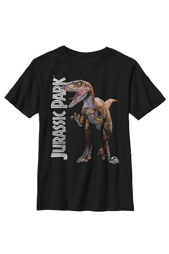 Boy's Jurassic Park Velociraptor Logo Graphic Tee Black Small