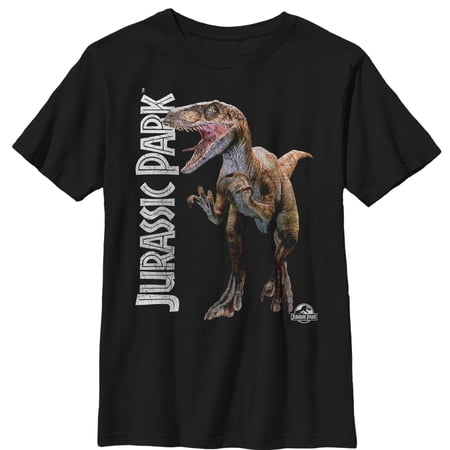 Boy's Jurassic Park Velociraptor Logo Graphic Tee Black X Large