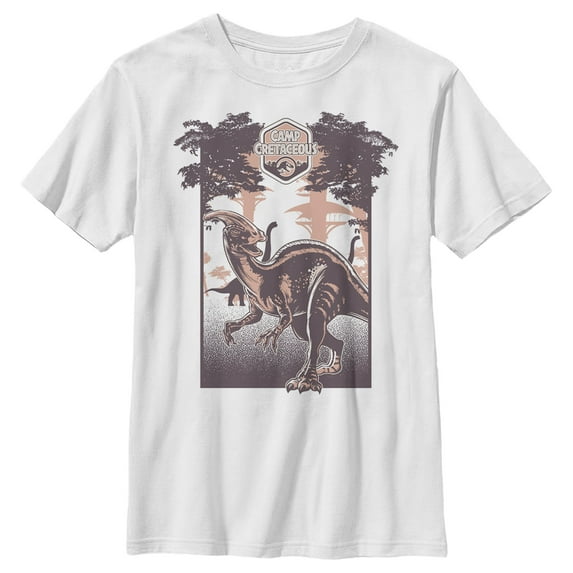 Boy's Jurassic World: Camp Cretaceous Dinosaur Travel Poster Graphic Tee White X Large