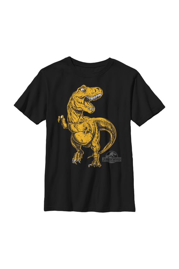 Boy's Jurassic World Cartoon T. Rex Attack Graphic Tee Black Small