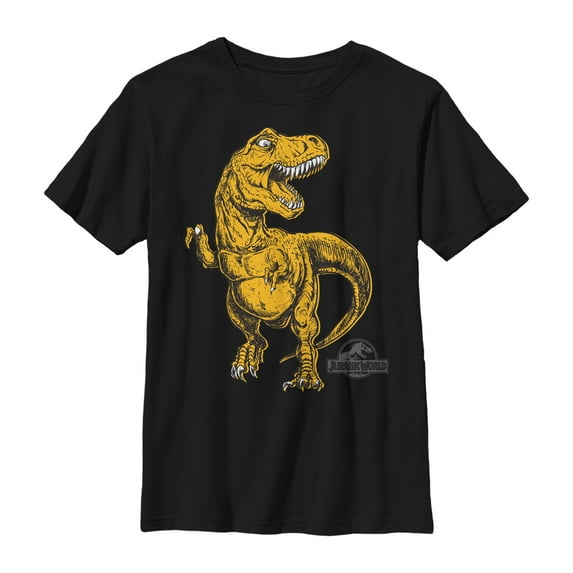Boy's Jurassic World Cartoon T. Rex Attack Graphic Tee Black X Large