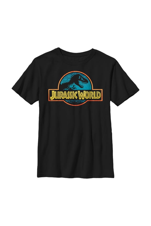 Boy's Jurassic World Color Outline Logo  Graphic Tee Black Small