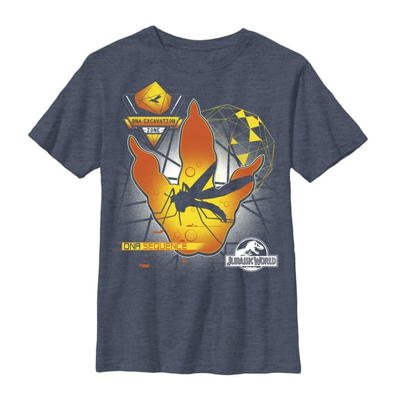Boy's Jurassic World DNA Sequence Mosquito Graphic Tee Navy Blue Heather X Large