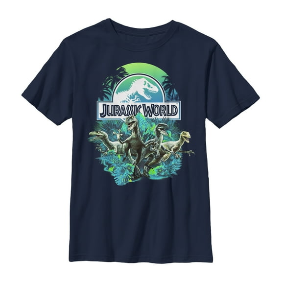Boy's Jurassic World Dinosaur Nature Scene  Graphic Tee Navy Blue X Small