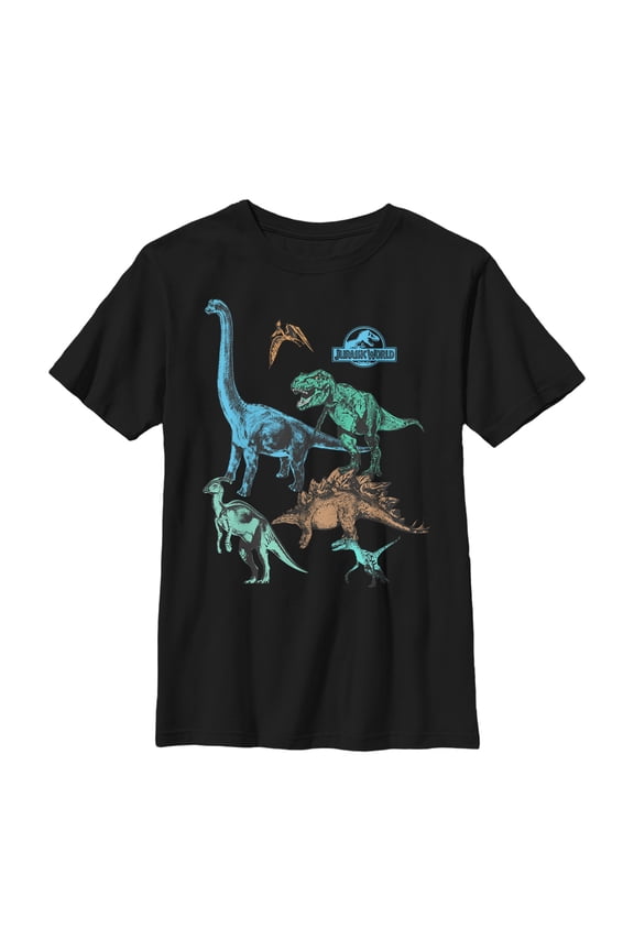 Boy's Jurassic World Dinosaur Party Time  Graphic Tee Black Small