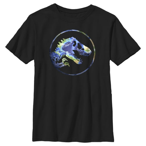 Boy's Jurassic World Earth Day T. Rex Logo  Graphic Tee Black Large