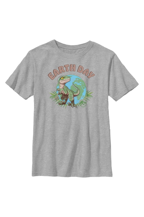 Boy's Jurassic World Earth Day Velociraptor Graphic Tee Athletic Heather Medium