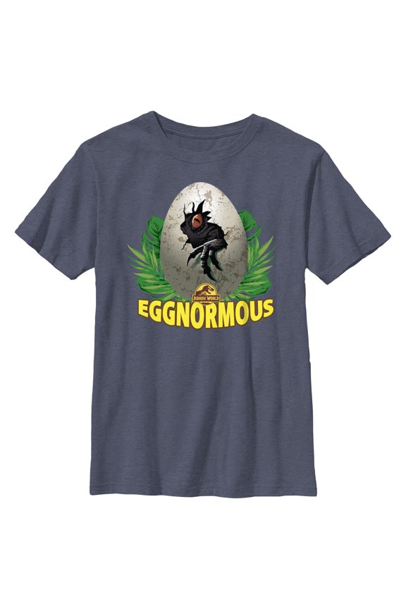 Boy's Jurassic World Easter T-Rex Eggnormous Graphic Tee Navy Blue Heather X Large