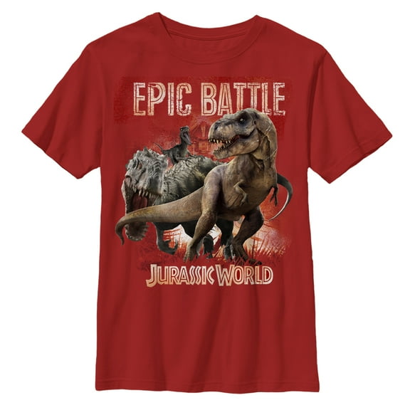 Boy's Jurassic World Epic Battle Graphic Tee Red Small