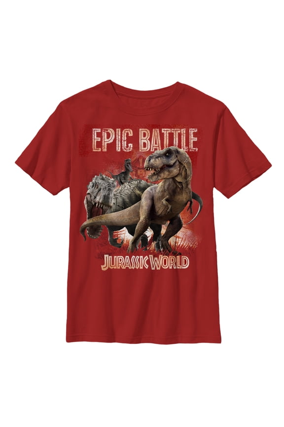 Boy's Jurassic World Epic Battle Graphic Tee Red Small
