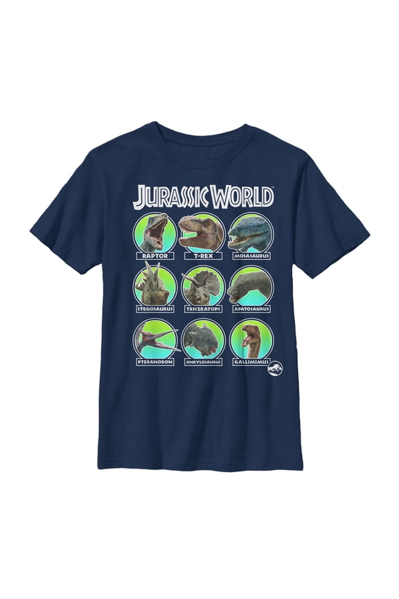 Boy's Jurassic World: Fallen Kingdom Dino All Stars Graphic Tee Navy Blue Small