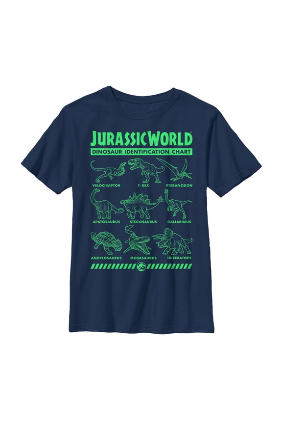 Boy's Jurassic World: Fallen Kingdom Dinosaur Identification Card Graphic Tee Navy Blue Medium