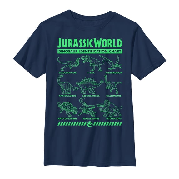 Boy's Jurassic World: Fallen Kingdom Dinosaur Identification Card Graphic Tee Navy Blue Small