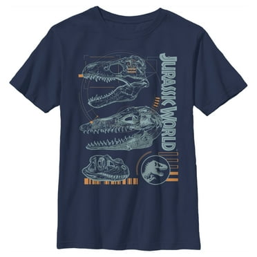 Boy's Jurassic World Fallen Kingdom Fossil Dinosaur Skulls  Graphic Tee Navy Blue Medium