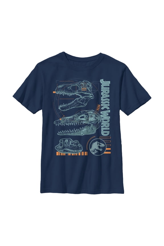 Boy's Jurassic World: Fallen Kingdom Fossil Skulls Graphic Tee Navy Blue Medium