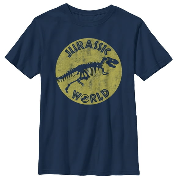 Boy's Jurassic World: Fallen Kingdom Retro Fossil Graphic Tee Navy Blue X Large