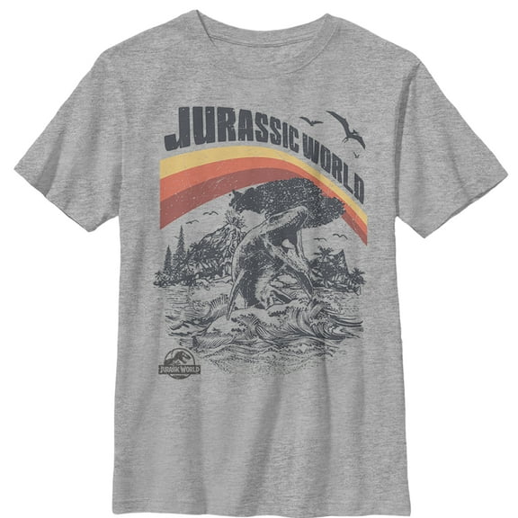 Boy's Jurassic World: Fallen Kingdom Retro Sea Dino  Graphic Tee Athletic Heather Large