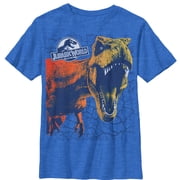 Boys Jurassic World Fallen Kingdom Sharp Teeth Crack Graphic Tee Royal Blue Medium