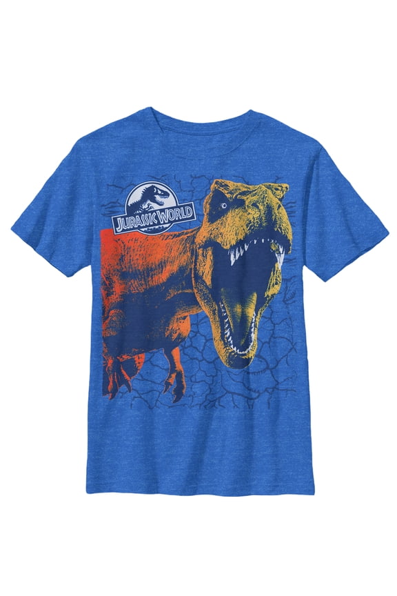 Boy's Jurassic World: Fallen Kingdom Sharp Teeth Crack Graphic Tee Royal Blue X Large